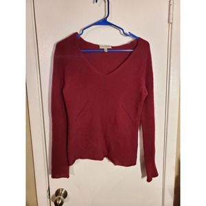 Neiman Marcus Maroon 100% Cashmere V Neck Sweater Size Small